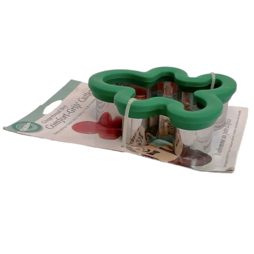 WILTON Cookie Cutter Gingerbread Boy / Ghost Comfort-Grip Oversized Green Silver